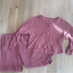 Aerie pink knit lounge set